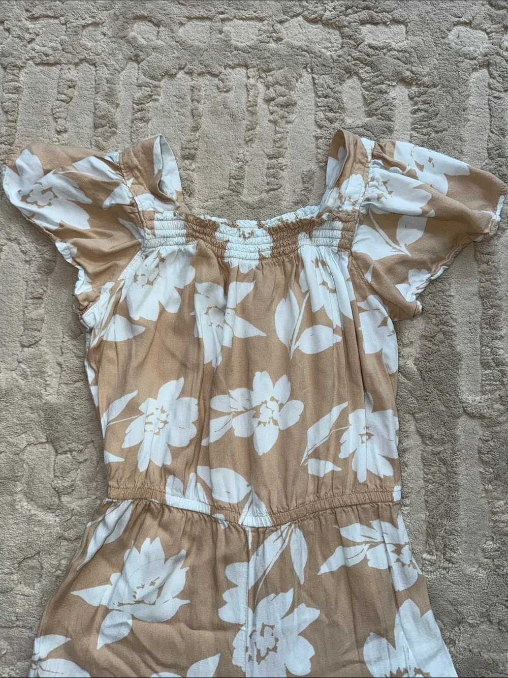 Carter's Beige Jumpsuit with White Floral Print 10 super soft viscose